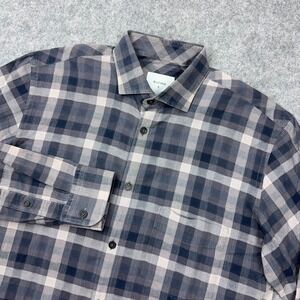 Billy Reid Shirt Men Small Gray Plaid Standard Long Sleeve Button Up Lightweight